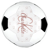Weiße Roségold-Monogramm-Initialen Name Mädchen Fußball (Gedreht)