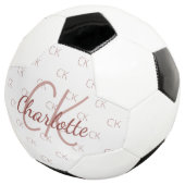 Weiße Roségold-Monogramm-Initialen Name Mädchen Fußball (Dreiviertel)