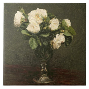 Weiße Rosen, 1875 (Öl auf Leinwand) Fliese