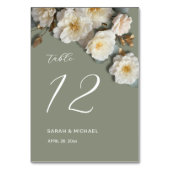 Weiße Rosen 3D Blumen Hochzeit Tischnummer (Vorderseite)