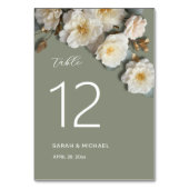 Weiße Rosen 3D Blumen Hochzeit Tischnummer (Rückseite)