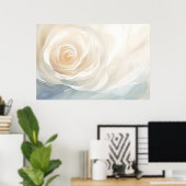 Weiße Rosen abstrakte Blumenmalerei Poster (Heimbüro)
