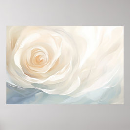Weiße Rosen abstrakte Blumenmalerei Poster