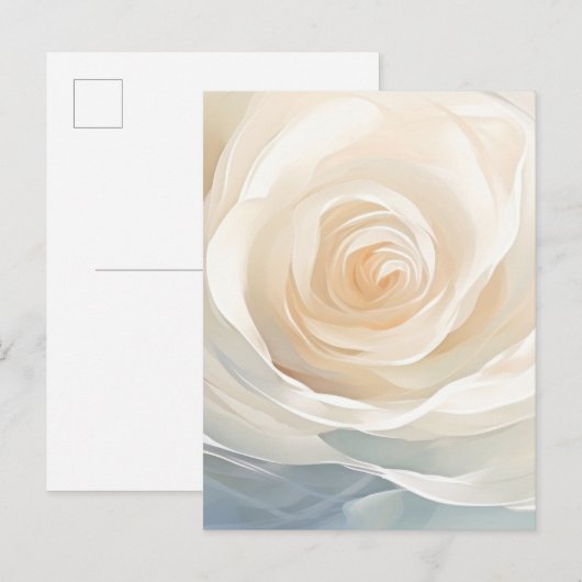 Weiße Rosen abstrakte Blumenmalerei Postkarte (Vorne/Hinten)