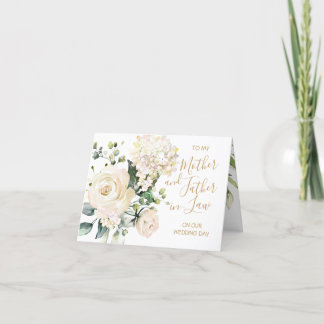 Weiße Rosen an meine Schwiegereltern am Hochzeitst Dankeskarte