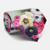 WEISSE ROSEN, ANEMONEN-BLUME, AQUA-BLAU-FLUSS KRAWATTE (Gerollt)