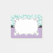 Weiße Rosen auf Aqua u. lila Post-it Klebezettel (Vorderseite)