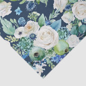 Weiße Rosen auf blauem Hintergrund Decoupage Seidenpapier (Ausschnitt)