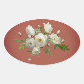 Weiße Rosen auf einem verträumten, ovalen Aufklebe Ovaler Aufkleber (Vorderseite)