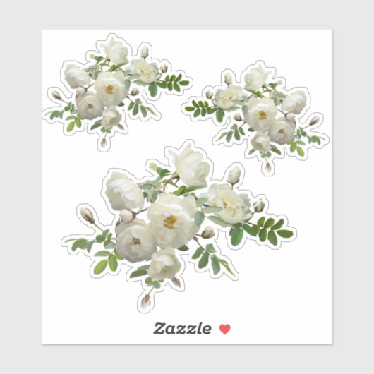 Weiße Rosen auf einer Branch Scrapbook Stationery Aufkleber (Blatt)