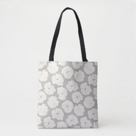 Weiße Rosen auf Grau - nahtloses Muster. Tasche