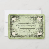 Weiße Rosen auf Grün mit schwarzem Rahmen UAWG RSVP Karte (Vorderseite)