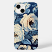Weiße Rosen auf Indigoblau Hintergrund Case-Mate iPhone Hülle (Rückseite)