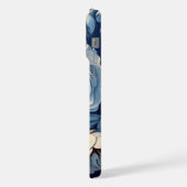 Weiße Rosen auf Indigoblau Hintergrund iPhone Hülle (Linke Seite)