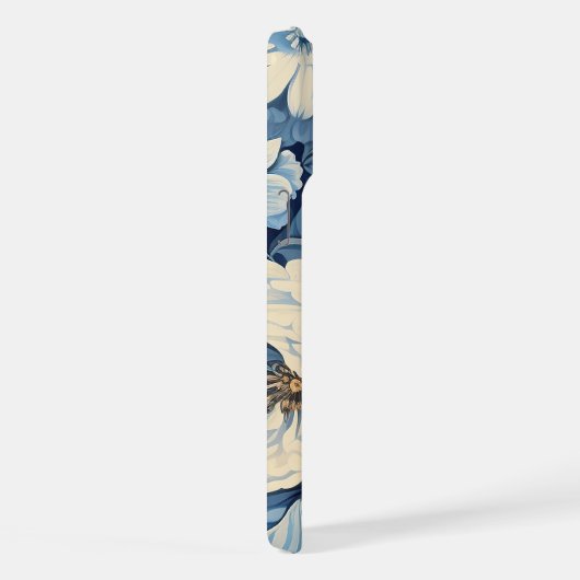 Weiße Rosen auf Indigoblau Hintergrund iPhone Hülle (Rechte Seite)