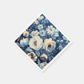 Weiße Rosen auf Indigoblau Hintergrund Serviette (Ecke)