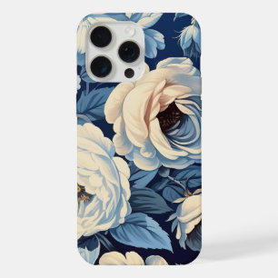 Weiße Rosen auf indigoblauem Hintergrund iPhone 15 Pro Max Hülle