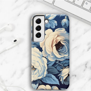 Weiße Rosen auf indigoblauem Hintergrund Samsung Galaxy Hülle