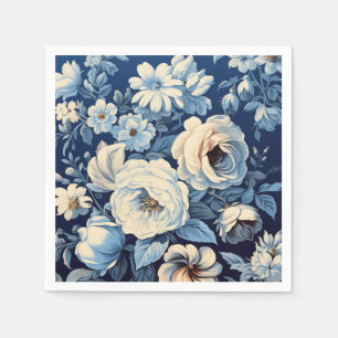 Weiße Rosen auf indigoblauem Hintergrund Serviette