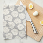 Weiße Rosen auf Light Gray - nahtloses Muster. Geschirrtuch (Viertel Falte)