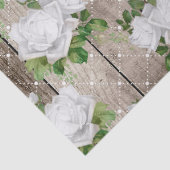 Weiße Rosen auf Rustikalem Holzdekoupage Seidenpapier (Detail)