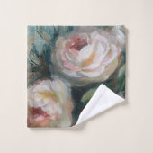 Weiße Rosen Badhandtuch Set (Waschlappen)
