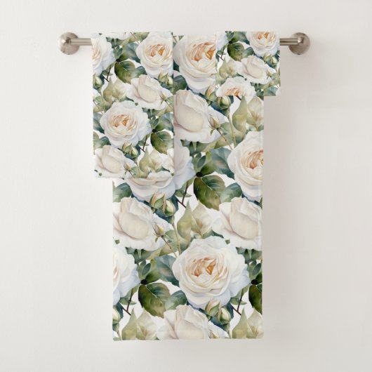 Weiße Rosen Badhandtuch Set (Insitu)