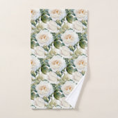 Weiße Rosen Badhandtuch Set (Handtuch)