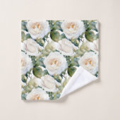 Weiße Rosen Badhandtuch Set (Waschlappen)