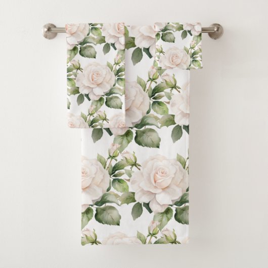 Weiße Rosen Badhandtuch Set (Insitu)