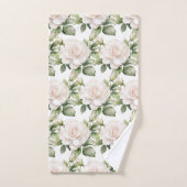 Weiße Rosen Badhandtuch Set (Handtuch)