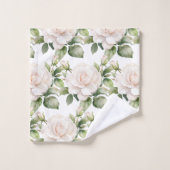 Weiße Rosen Badhandtuch Set (Waschlappen)