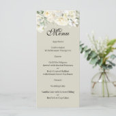 Weiße Rosen Beige Menü Menükarte (Stehend Vorderseite)