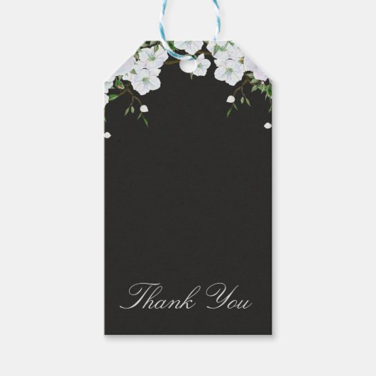 Weiße Rosen, Blumen & Kohle Grau Elegante Gefallen Geschenkanhänger (Vorderseite)