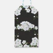 Weiße Rosen, Blumen & Kohle Grau Elegante Gefallen Geschenkanhänger (Rückseite)