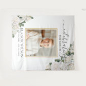 Weiße Rosen Blumenfeier zum Foto des Lebens Wandteppich (Vorderseite (Horizontal))