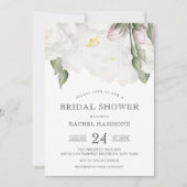 Weiße Rosen-Brautparty Einladung (Vorderseite)