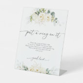 Weiße Rosen Brautparty klingeln auf seinem Schild (Vorderseite)