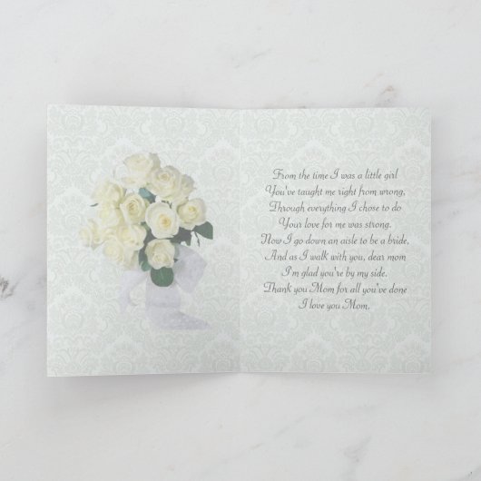 Weiße Rosen - Danke Mutter für meine Hochzeit (Innenseite)