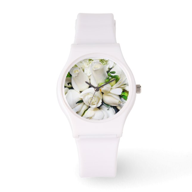 Weiße Rosen der Liebe Armbanduhr (Vorderseite)