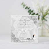 Weiße Rosen Einladung (Stehend Vorderseite)