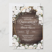 Weiße Rosen Elegant Rustikales Holz Floral Quincea