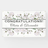 Weiße Rosen Elegantes Blumenbanner Banner (Horizontal)
