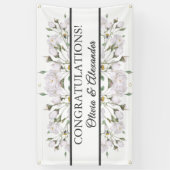 Weiße Rosen Elegantes Blumenbanner Banner (Vertikal)