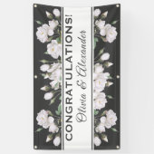 Weiße Rosen Elegantes Blumenbanner Banner (Vertikal)