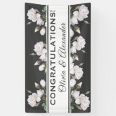 Weiße Rosen Elegantes Blumenbanner Banner (Vertikal)