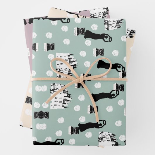 Weiße Rosen Erbe Wiederbelebung Creme Grün und Ros Geschenkpapier Set (Beispiel)