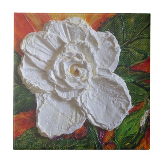 Weiße Rosen-Fliese Fliese (Vorderseite)