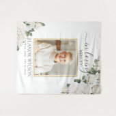 Weiße Rosen floral in Love Memory Foto Wandteppich (Vorderseite (Horizontal))