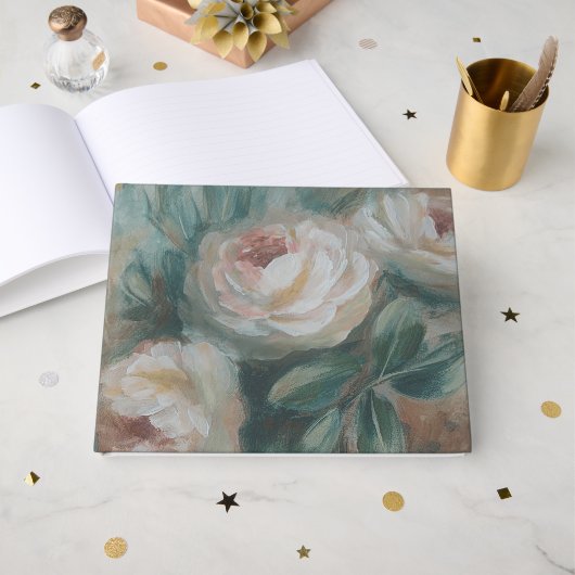 Weiße Rosen Gästebuch (Vorderseite Offen)